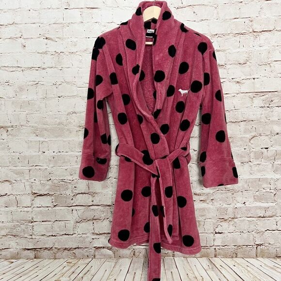 Victoria’s Secret PINK polka dot fleece robe - Picture 1 of 7